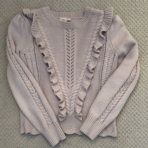 Rebecca Taylor Lilac Ruffle Knit Sweater